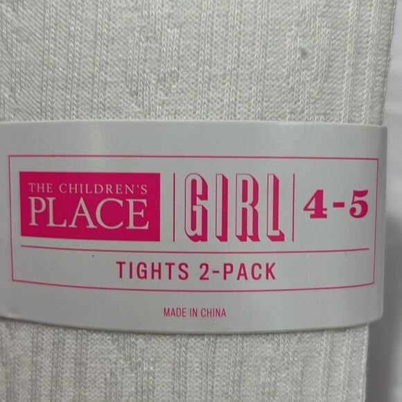 The Children's Place Girls Cable Knit Tights 2-Pack -simply white NWT size 4-5 - Picture 6 of 8